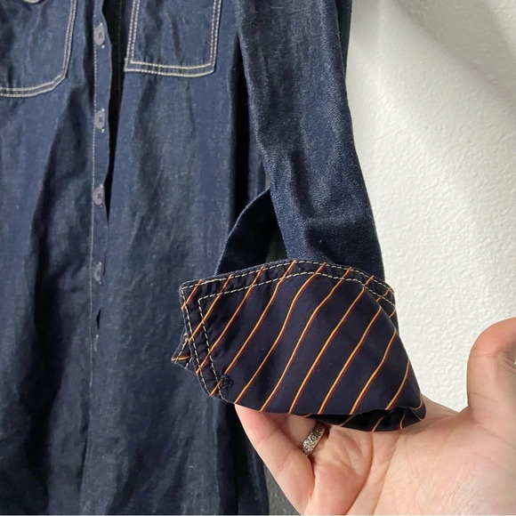 Tommy Hilfiger Denim Shirtdress Ruffle Hem NEW Size 8/10 Casual Chic Americana - Picture 8 of 16